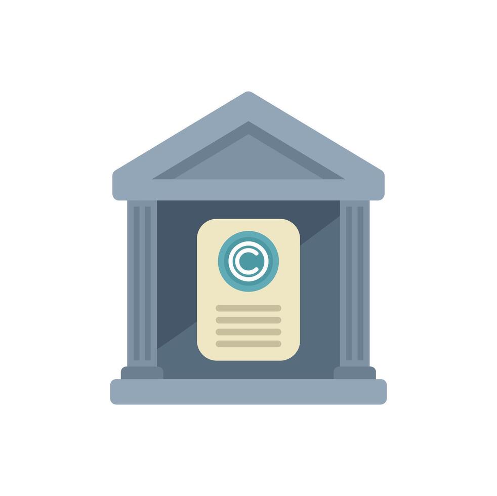 Copyright protection government building document icon with columns vector