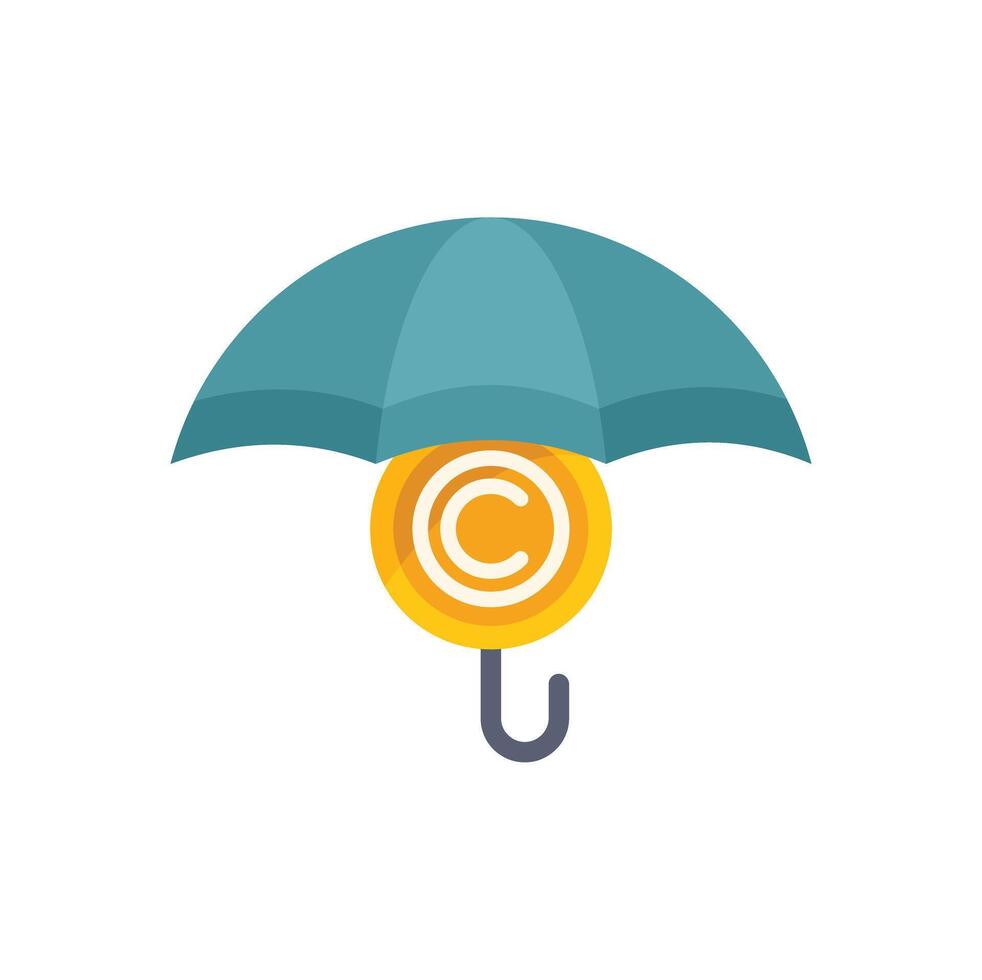 Copyright protection symbol covered by umbrella representing security of intellectual property vector