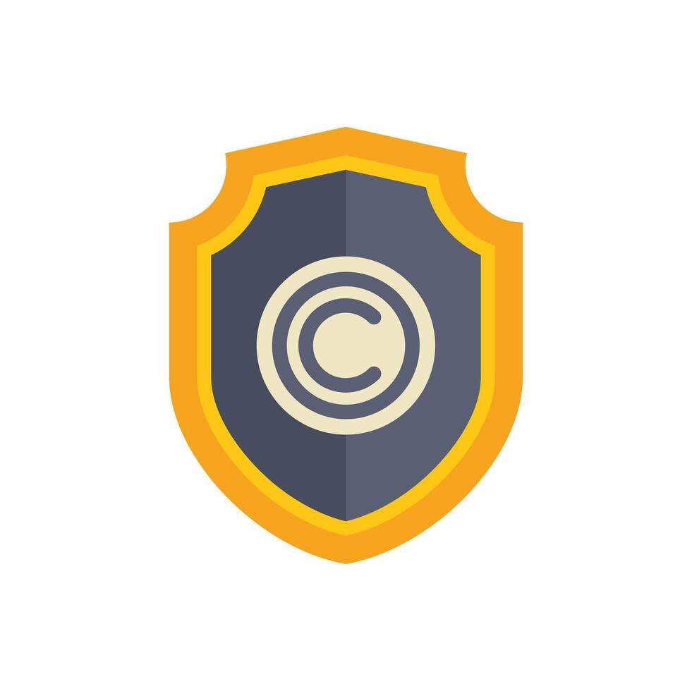 Copyright shield protecting original content and intellectual property vector