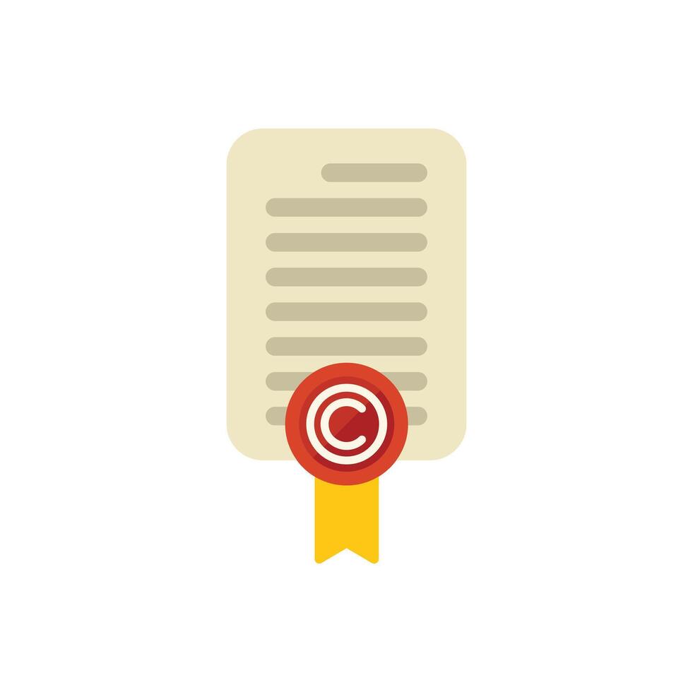 Copyright certificate with wax seal protecting document vector
