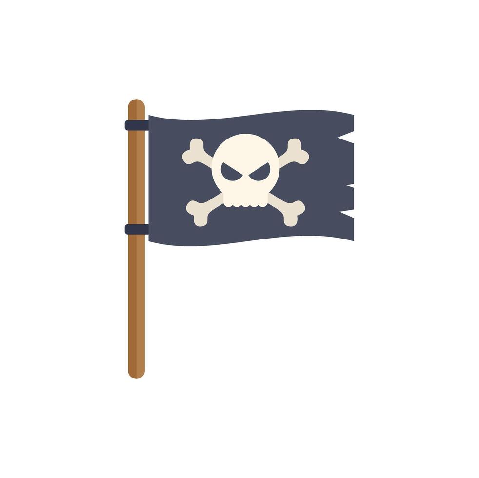 Black pirate flag with skull and crossbones waving in the wind vector