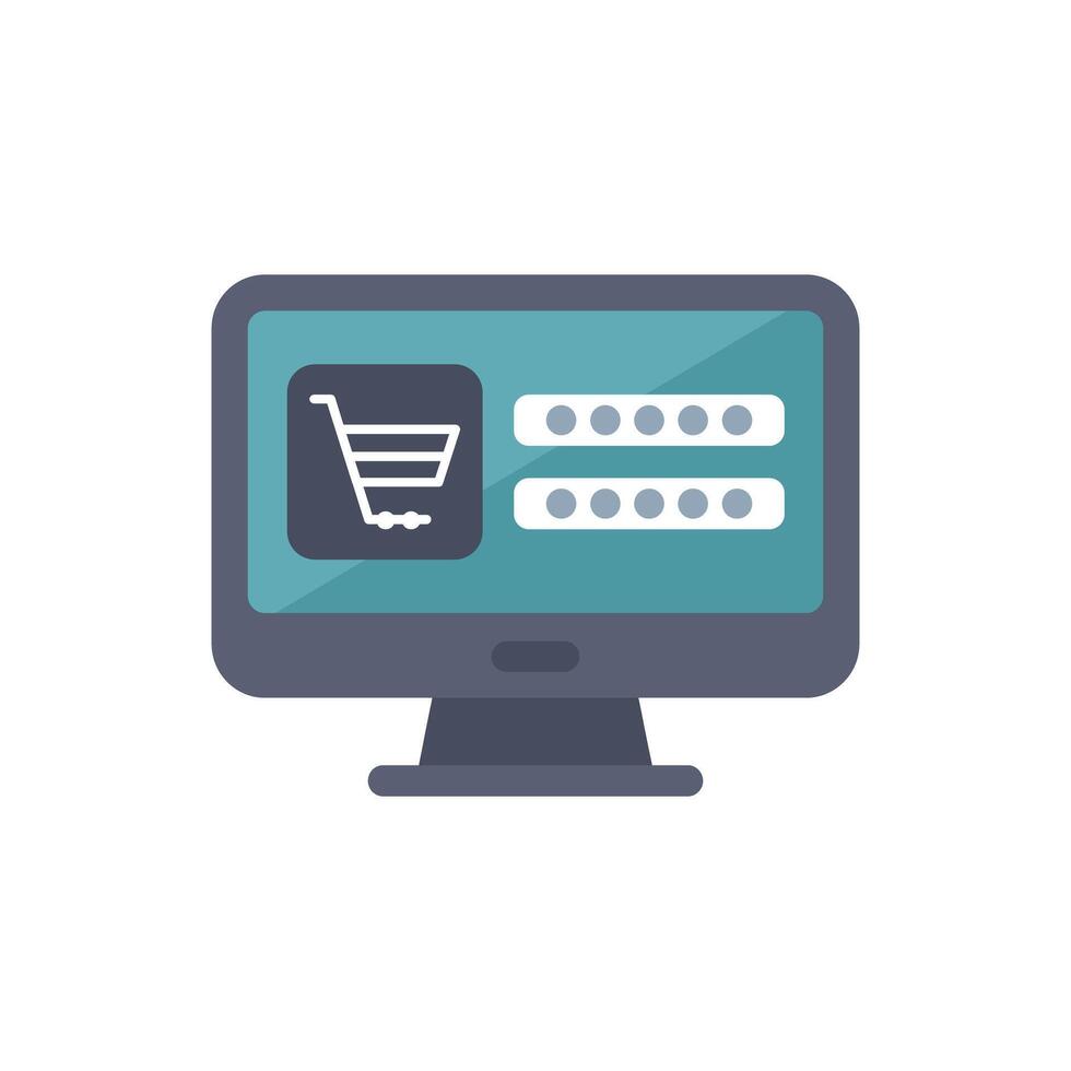 Computer displaying online shopping checkout screen with password field vector