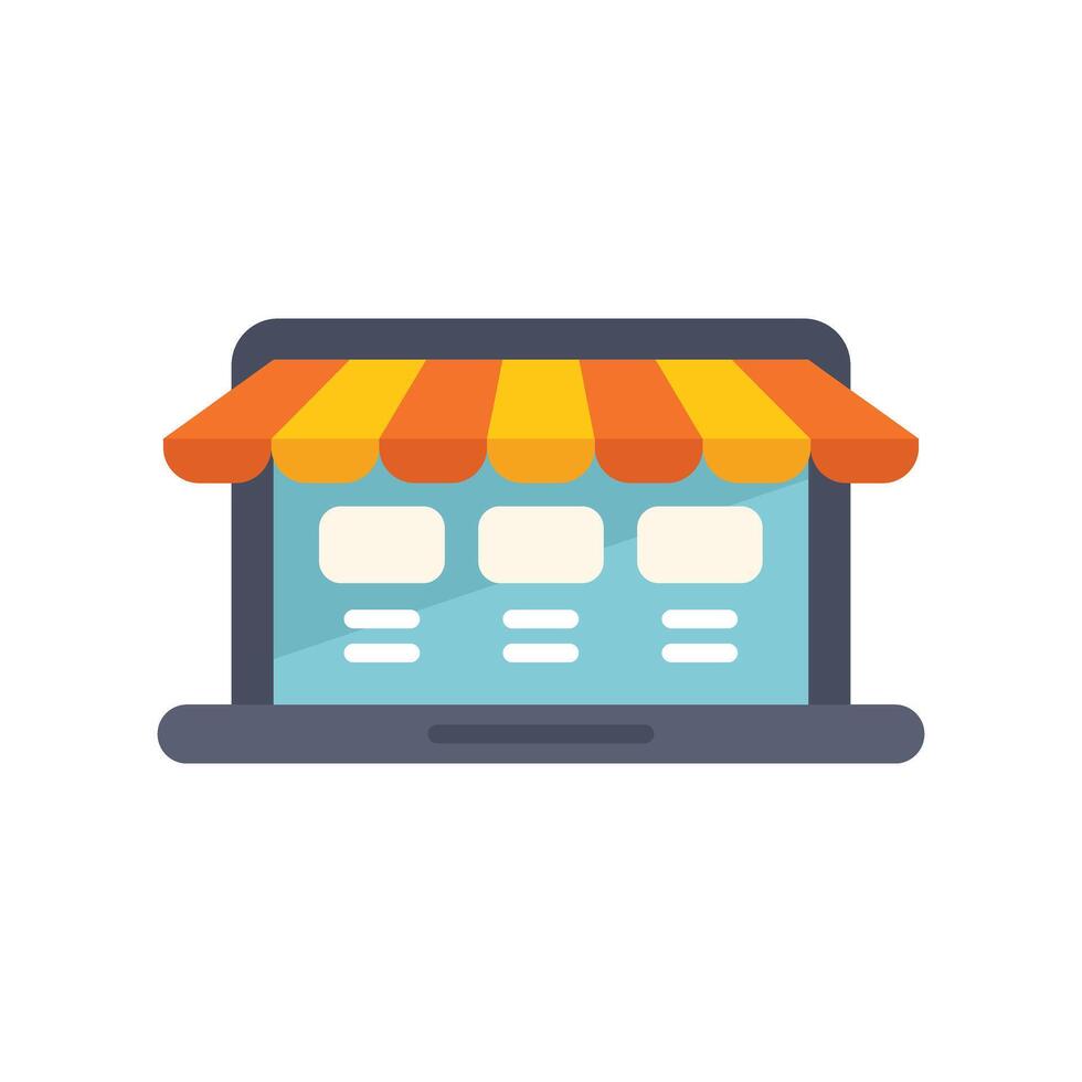 Online shop on laptop screen displaying e commerce website vector