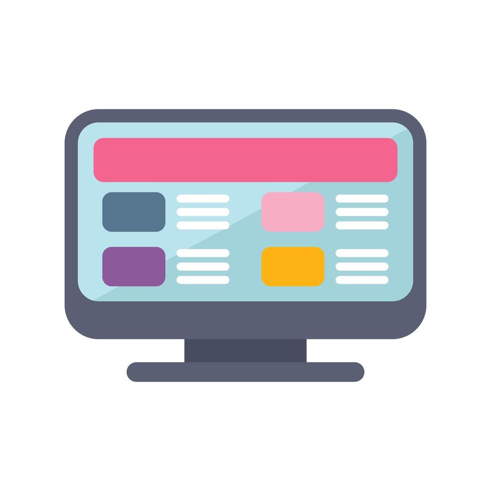 Modern desktop computer displaying website design interface vector
