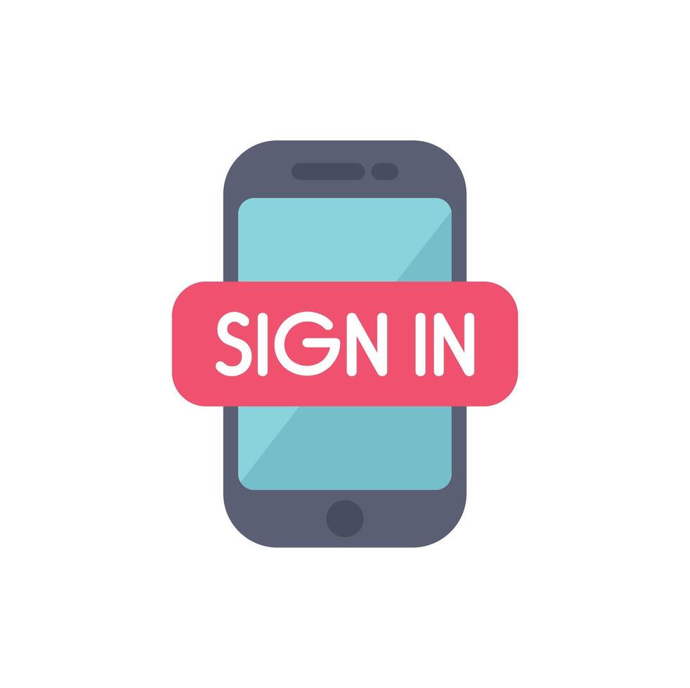 Smartphone showing sign in button for website or app access vector