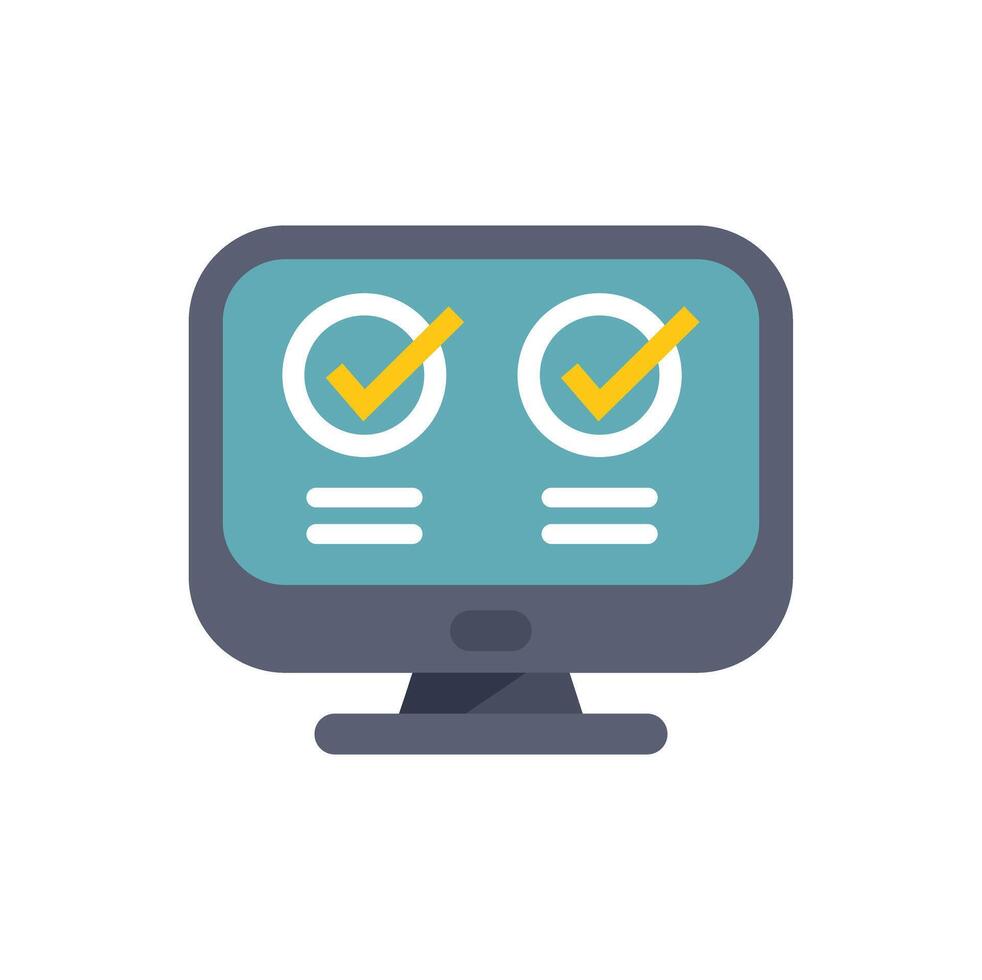 Computer showing validating process with check marks on screen vector