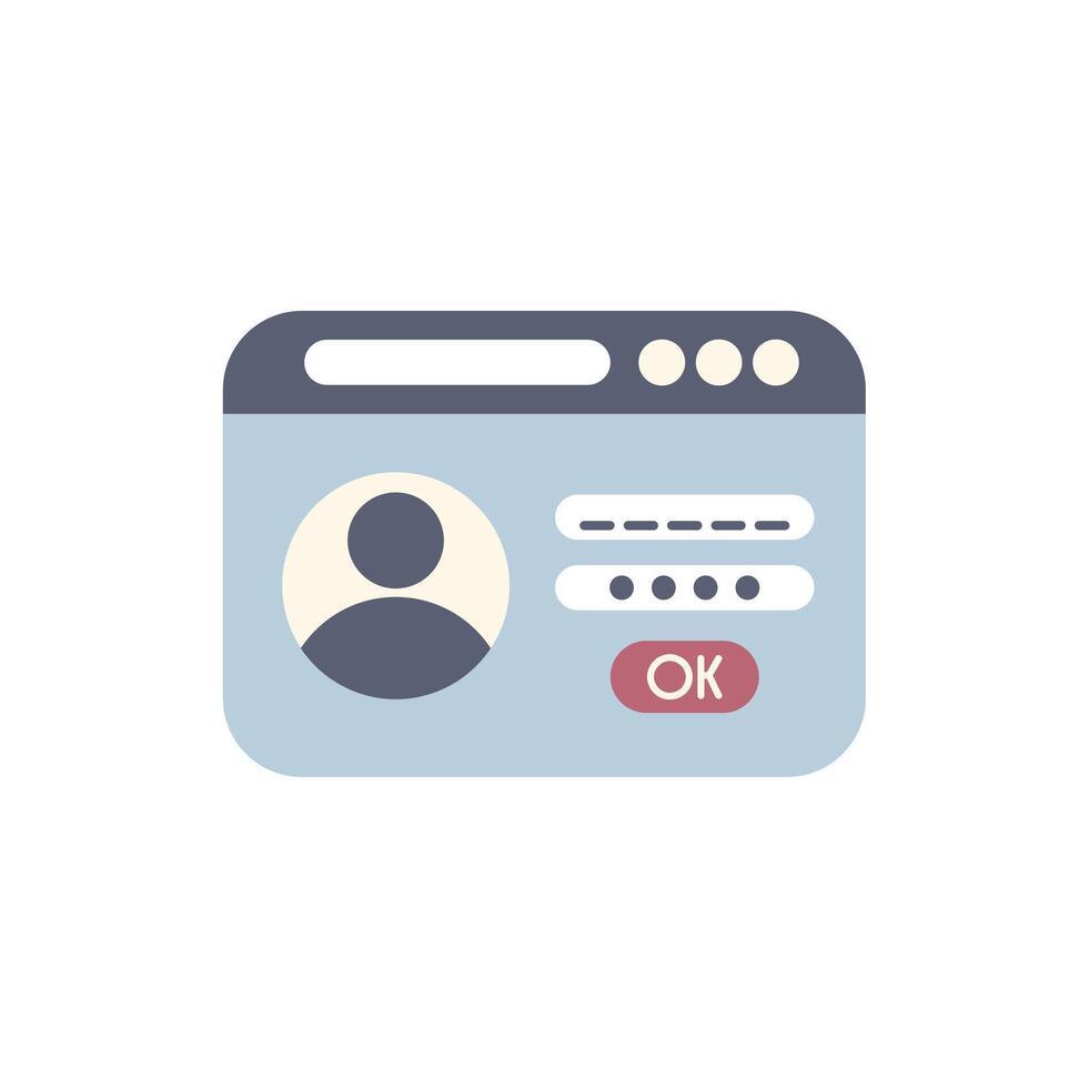 Website interface with login form for website requiring entering user password vector