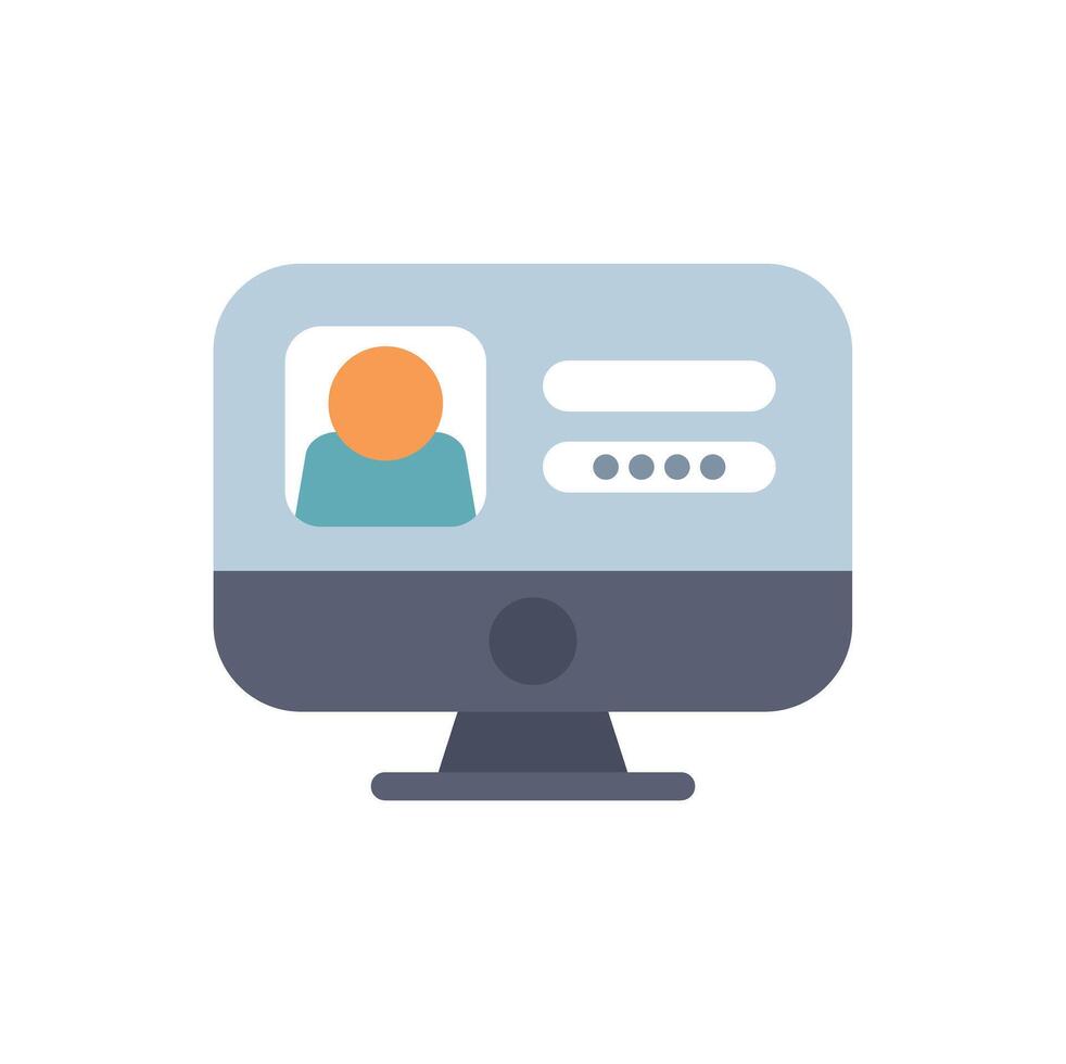 User login form or profile on computer screen vector