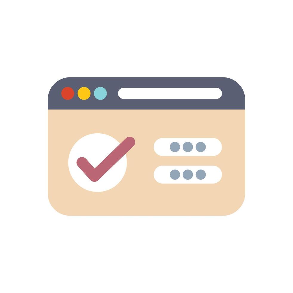 Website showing successful login attempt with checkmark icon vector