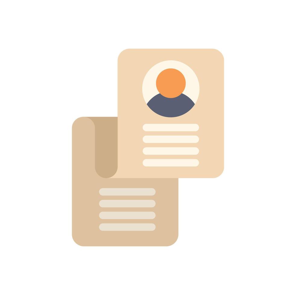 Stack of curriculum vitae with candidate profile for job interview vector