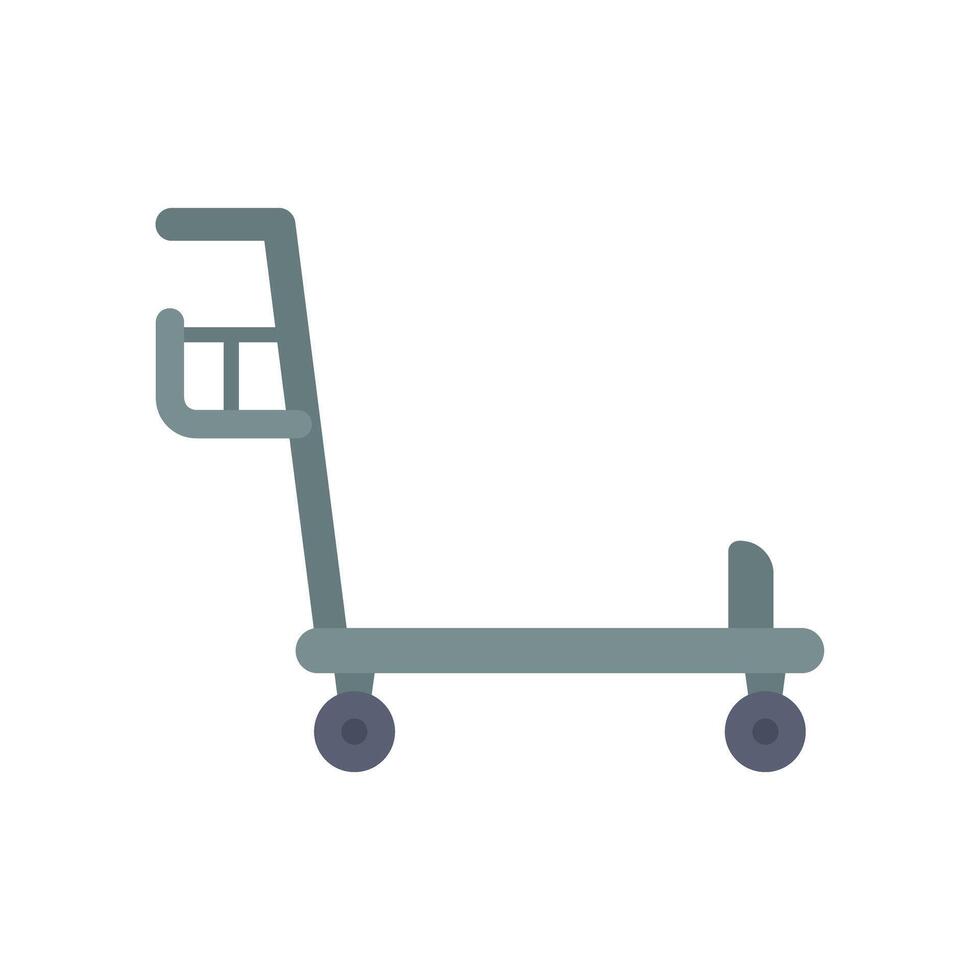 Empty baggage cart waiting for luggage at airport terminal vector