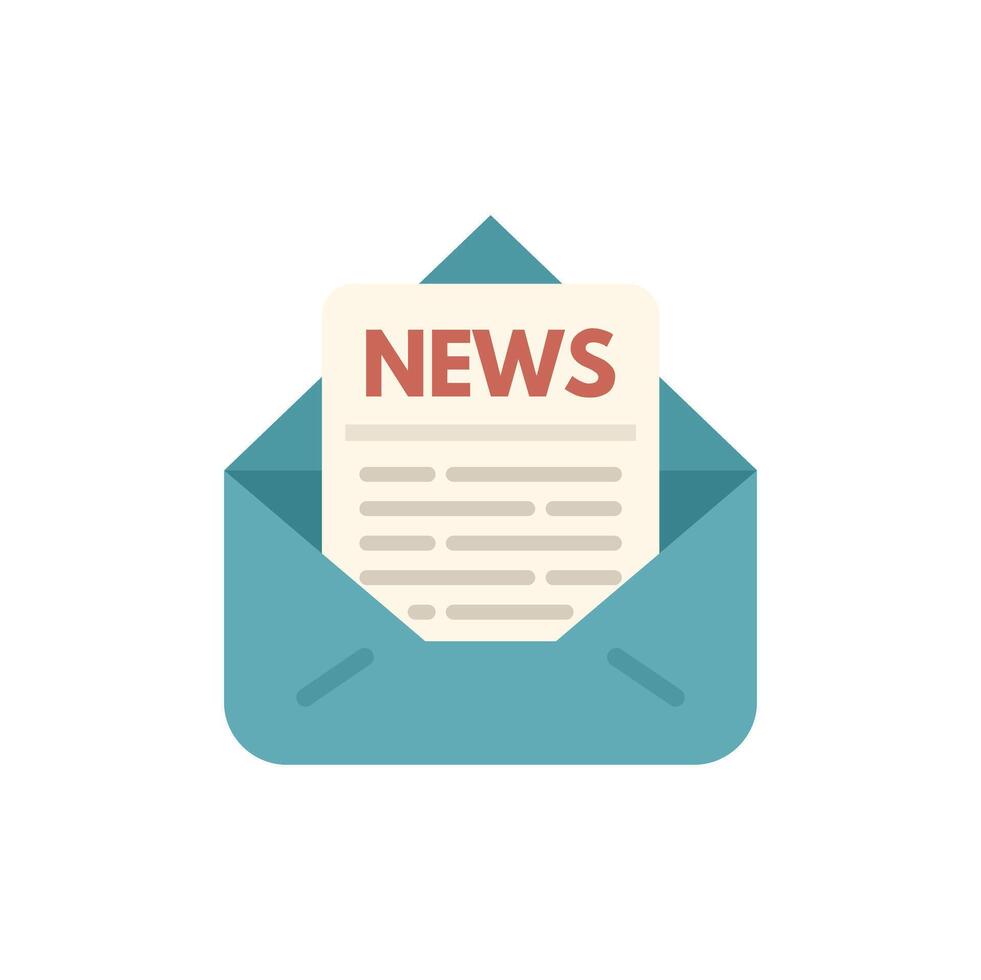 Newsletter coming out of open envelope representing news delivery vector