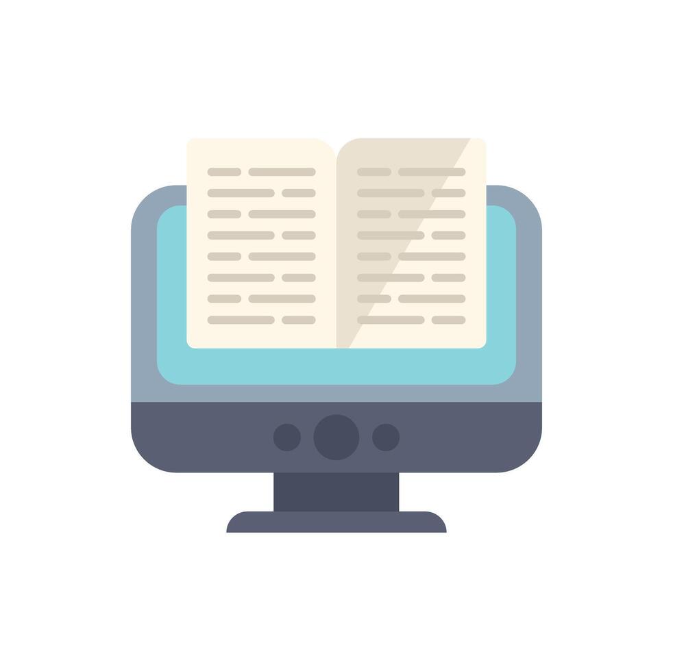 Open book displaying on desktop computer monitor screen vector