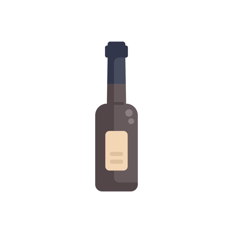 Dark glass bottle containing expensive alcoholic beverage with blank label vector