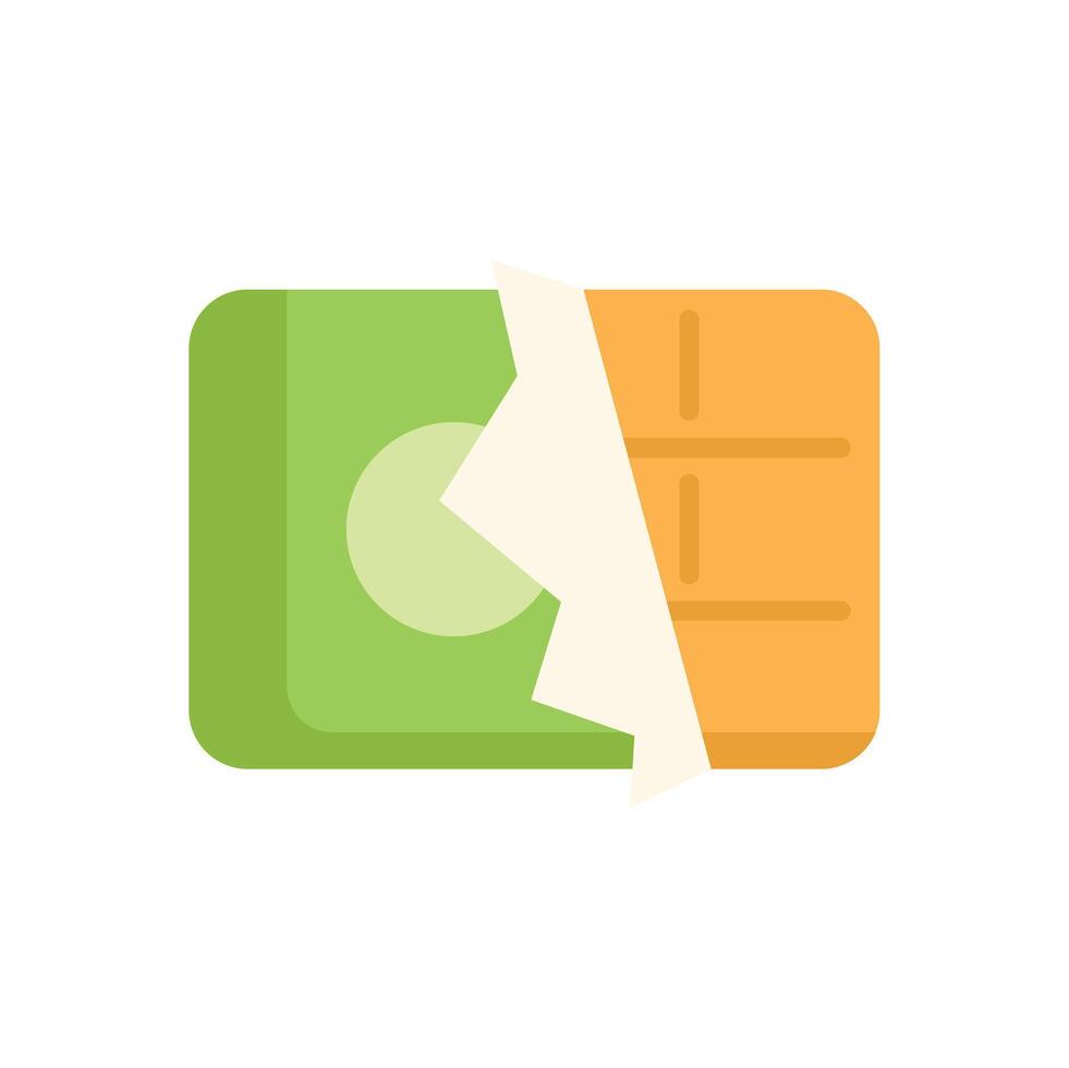 Green banknote torn in half revealing empty wallet vector