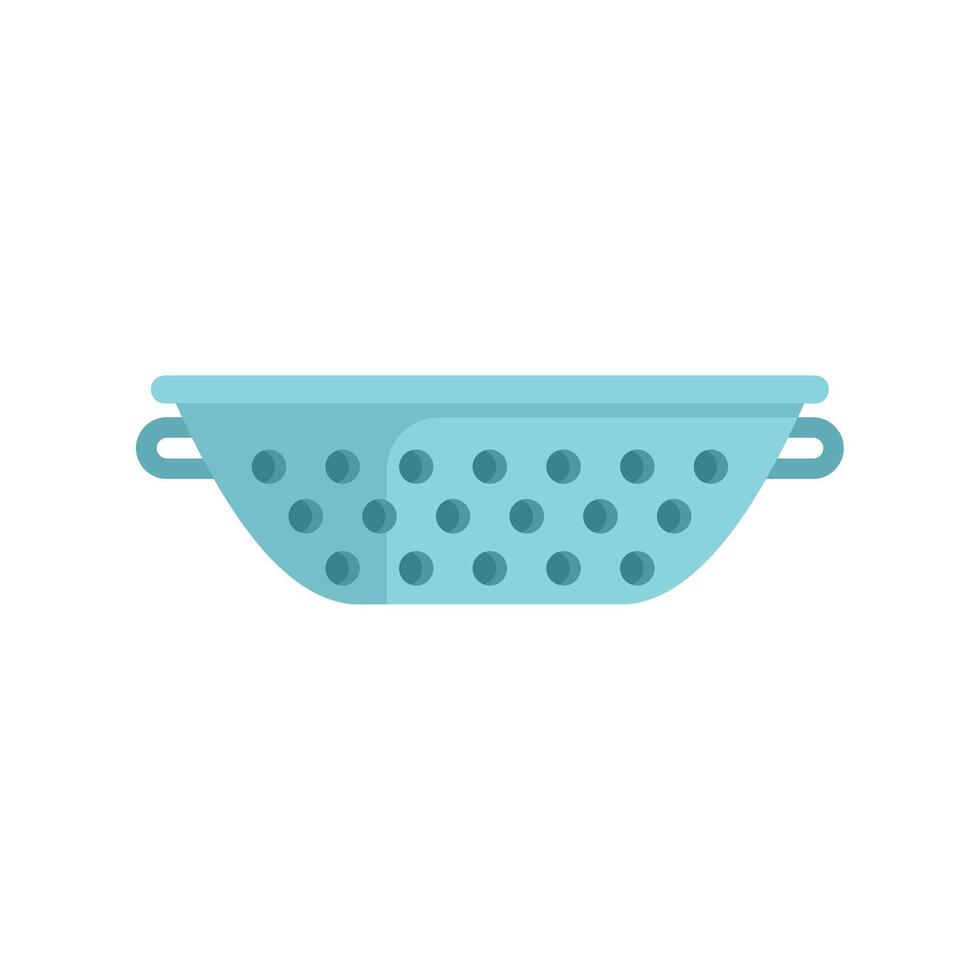 Empty metal colander with handles straining food vector