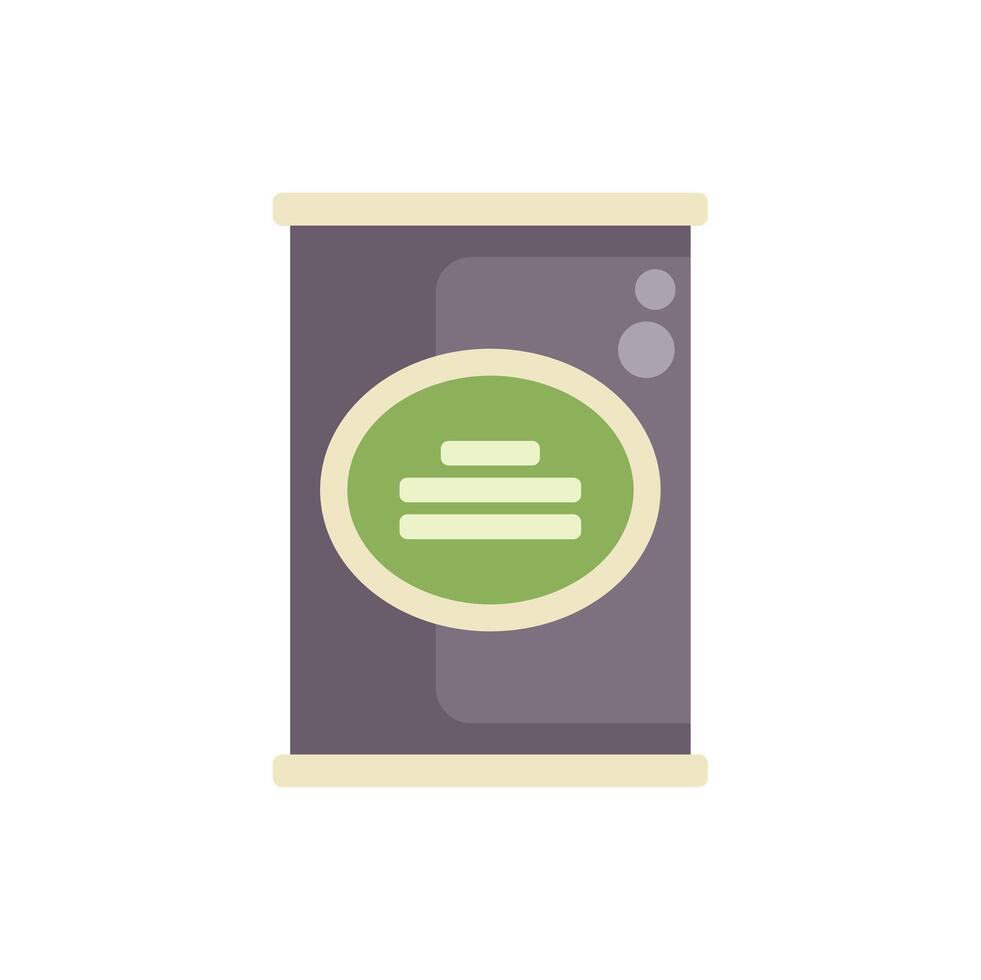 Closed tin can with green label for bulk products packaging vector