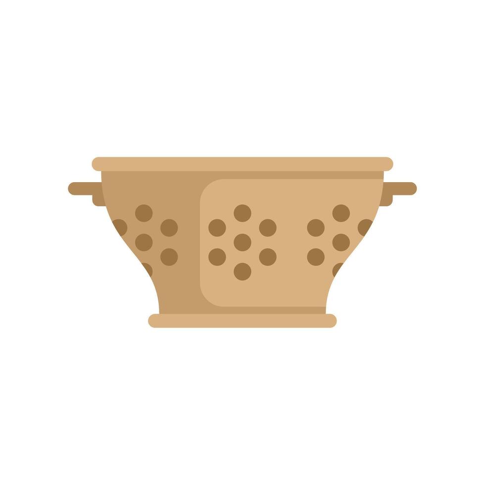 Empty metal colander draining washed vegetables vector