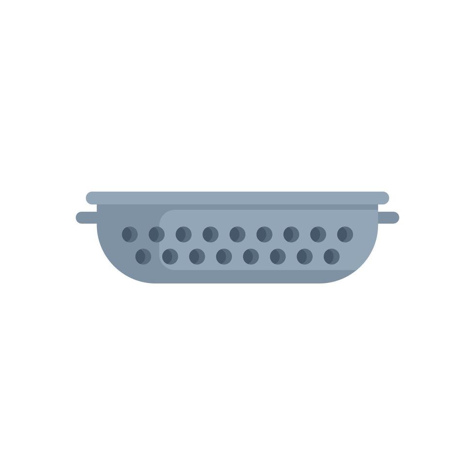 Empty metal colander strainer kitchen utensil side view vector