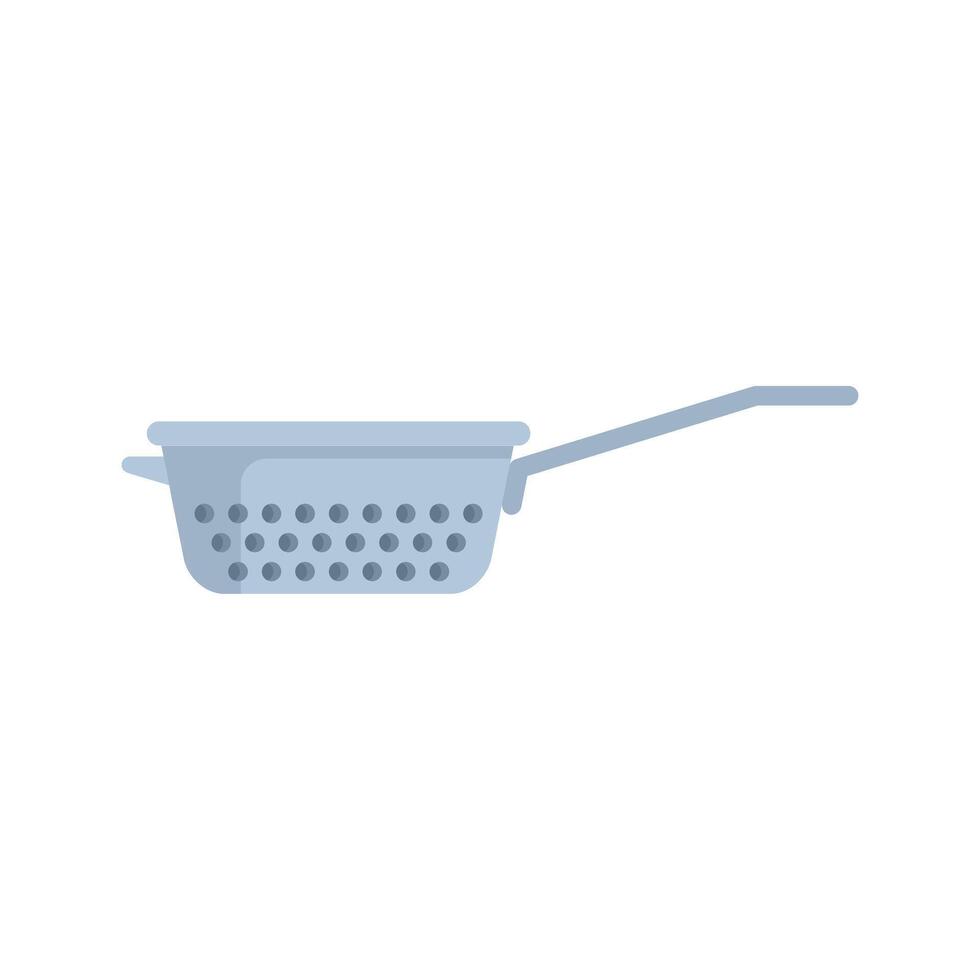Metal mesh strainer with handle for kitchen cooking vector