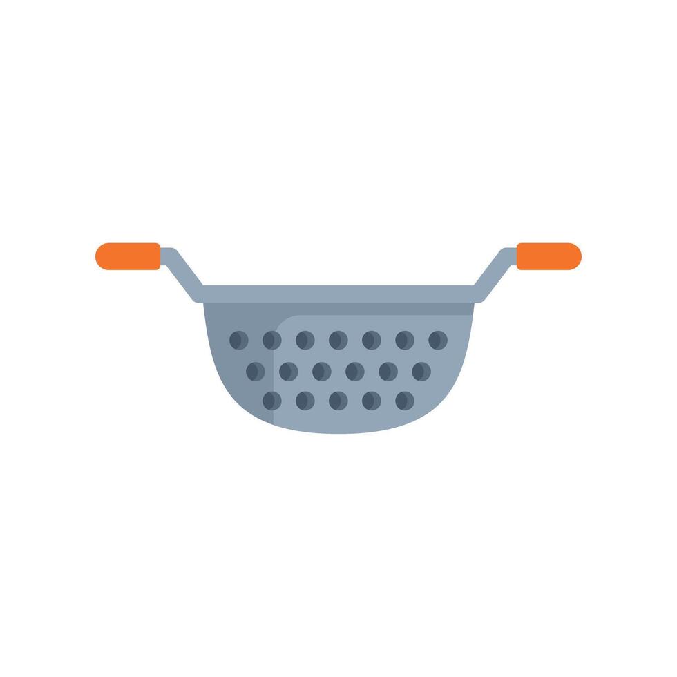 Metal colander with handles for kitchen straining vector