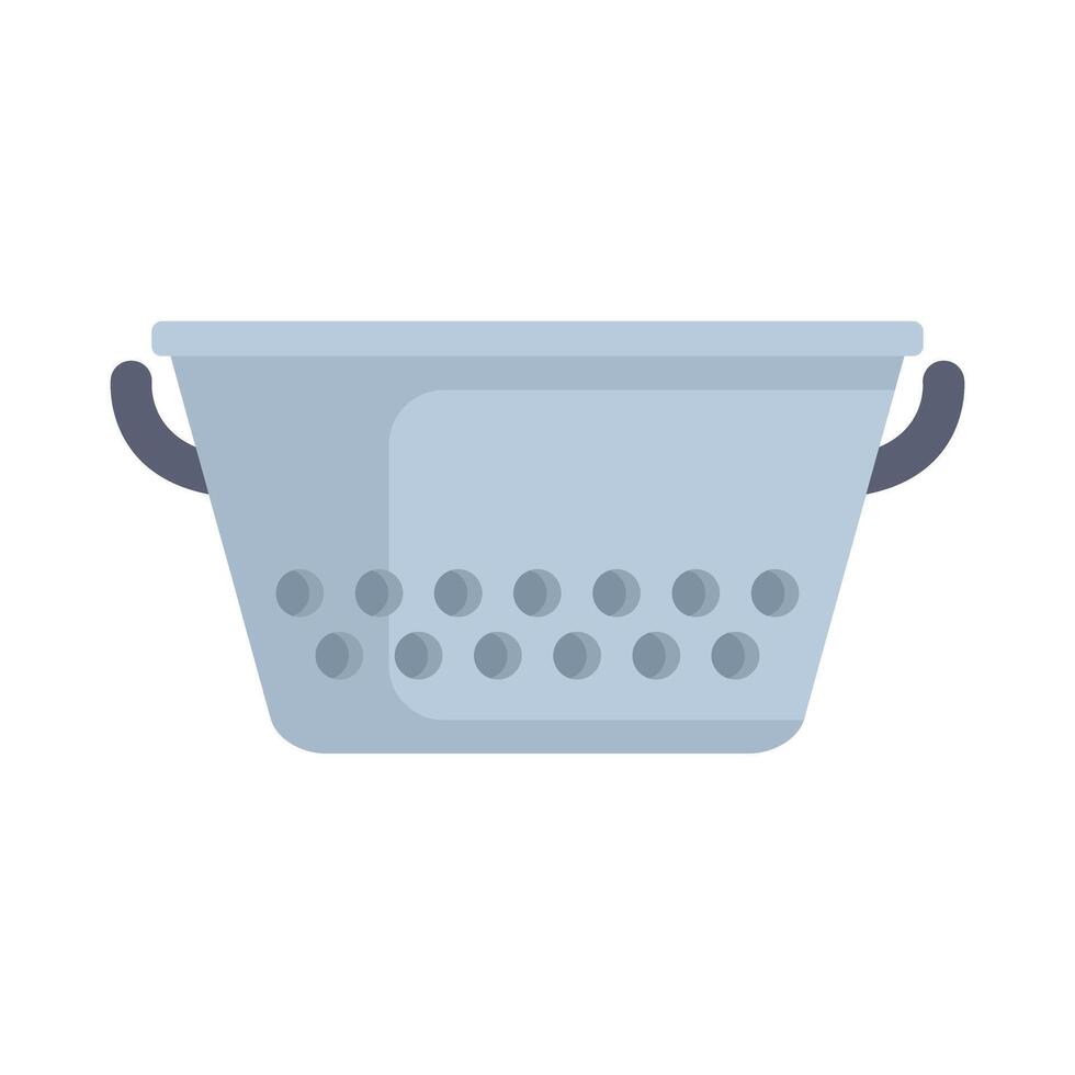 Metal colander draining excess water on white background vector