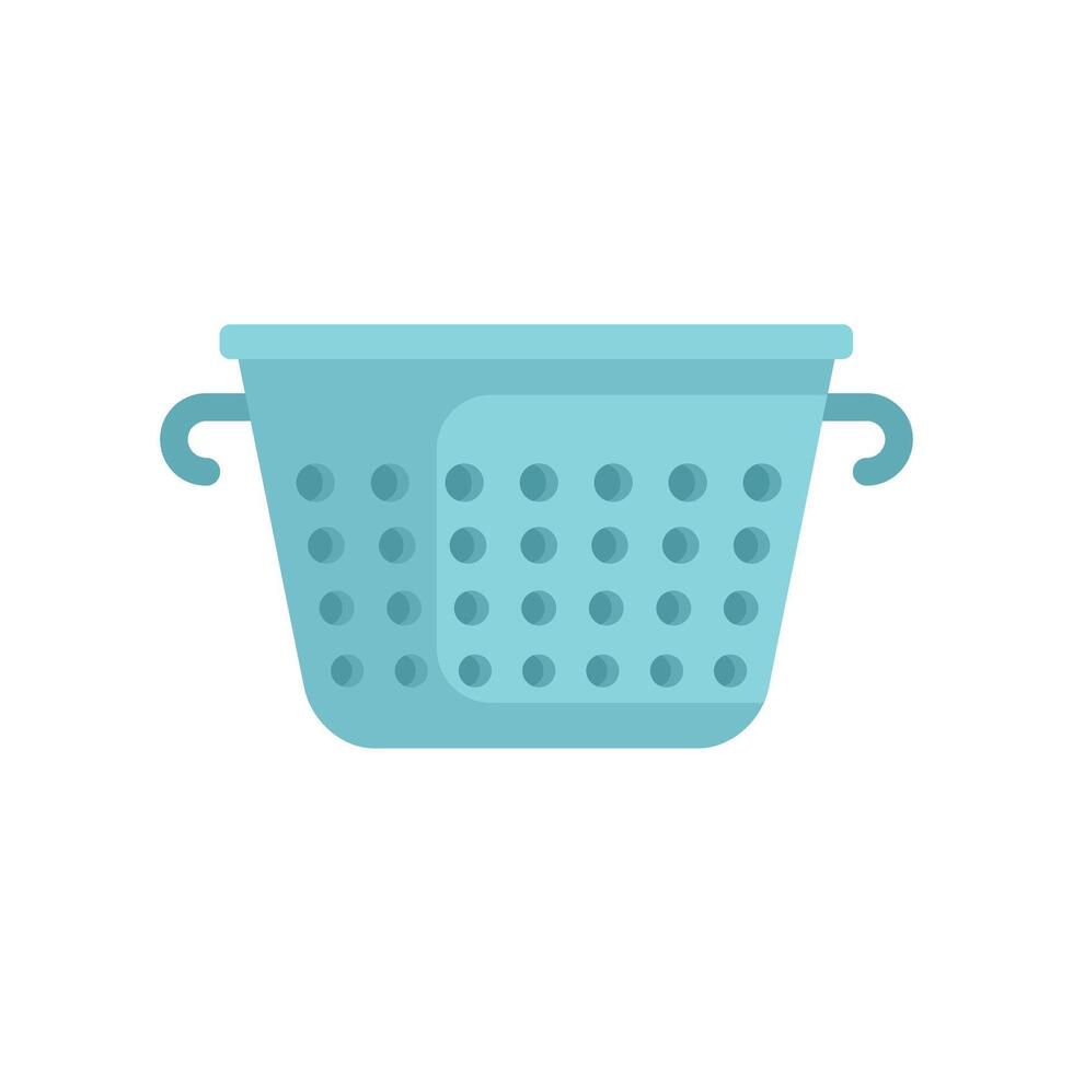Blue plastic colander with handles for draining food vector