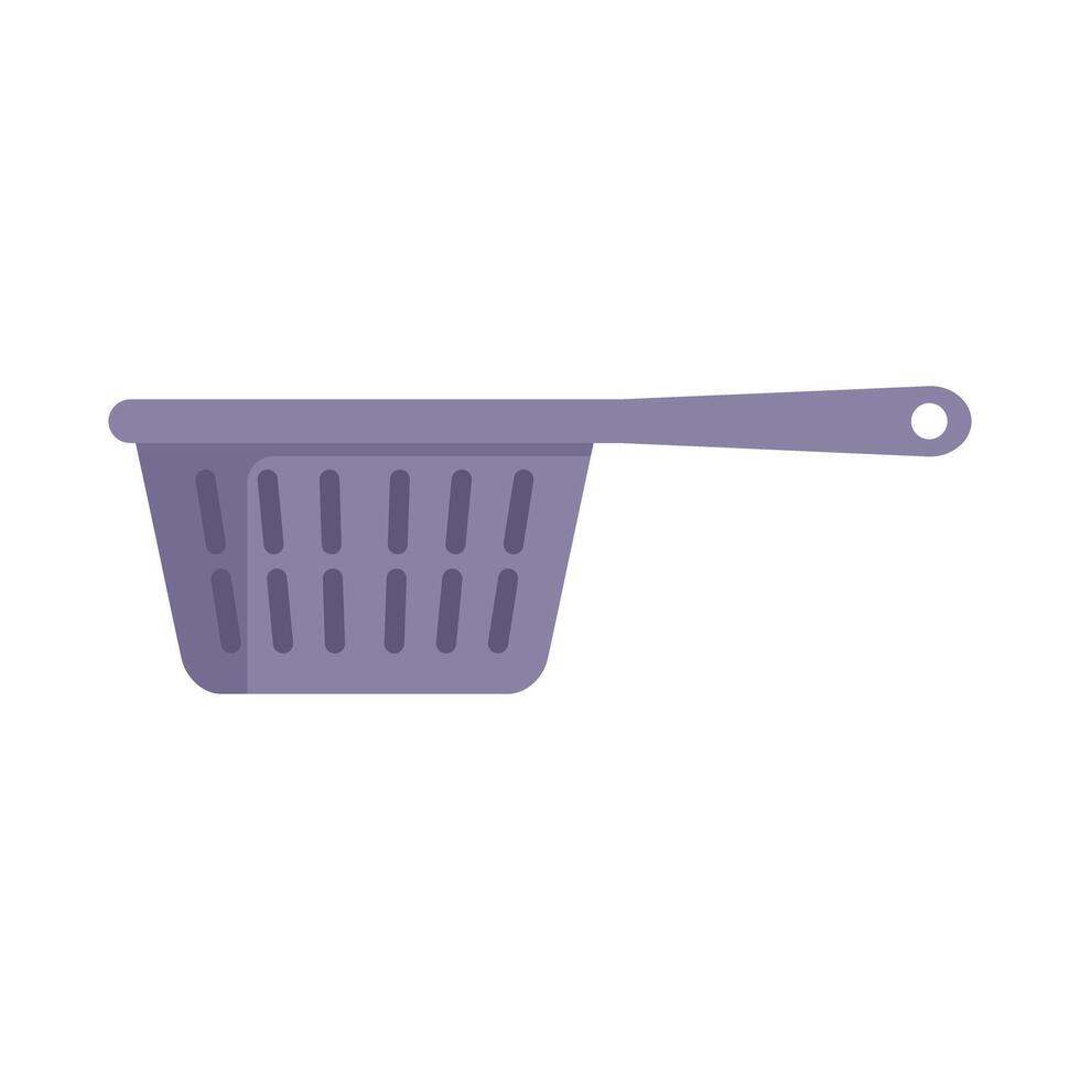 Empty metal deep fryer basket with handle for frying food vector