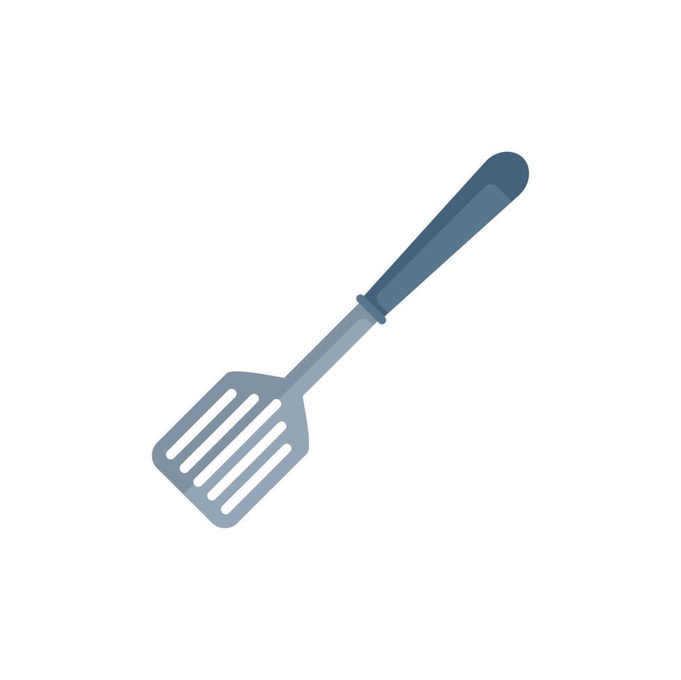 Metal spatula with plastic handle for cooking and serving food vector