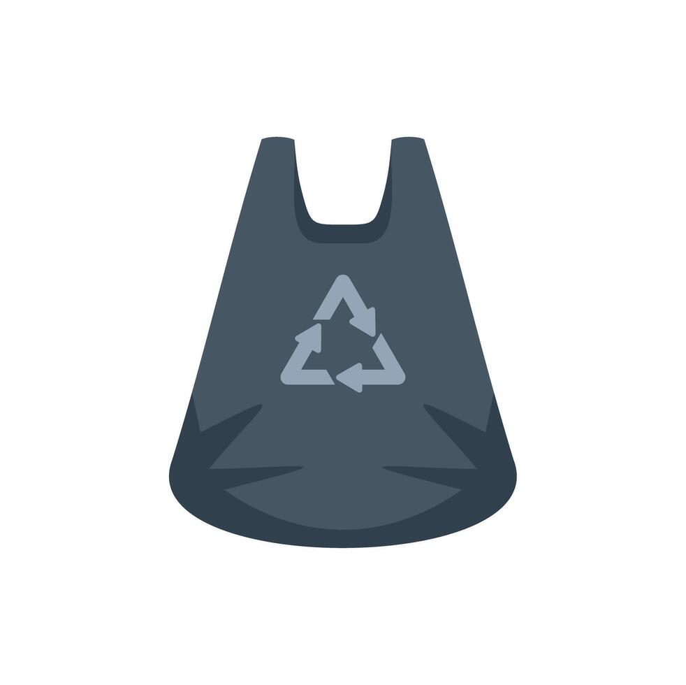 Black recycling trash bag displaying recycling symbol for sustainability awareness vector