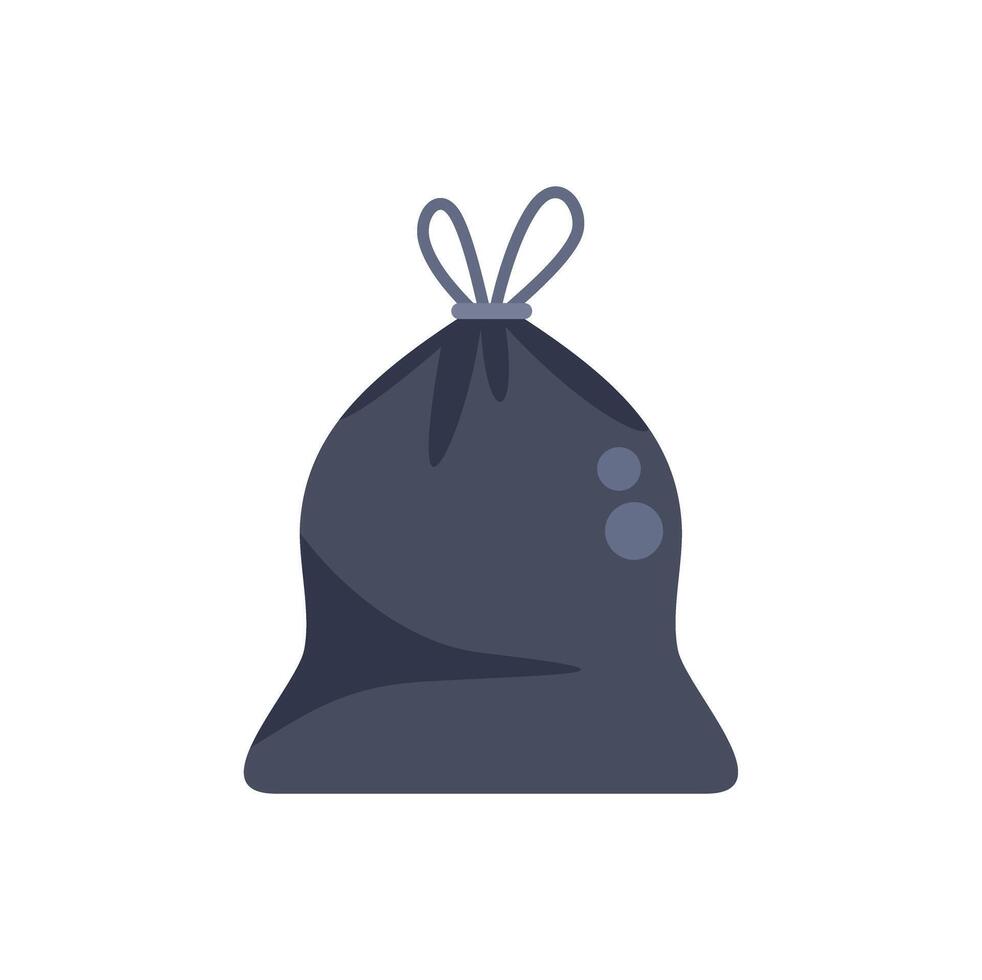 Full tied garbage bag standing up on white background vector