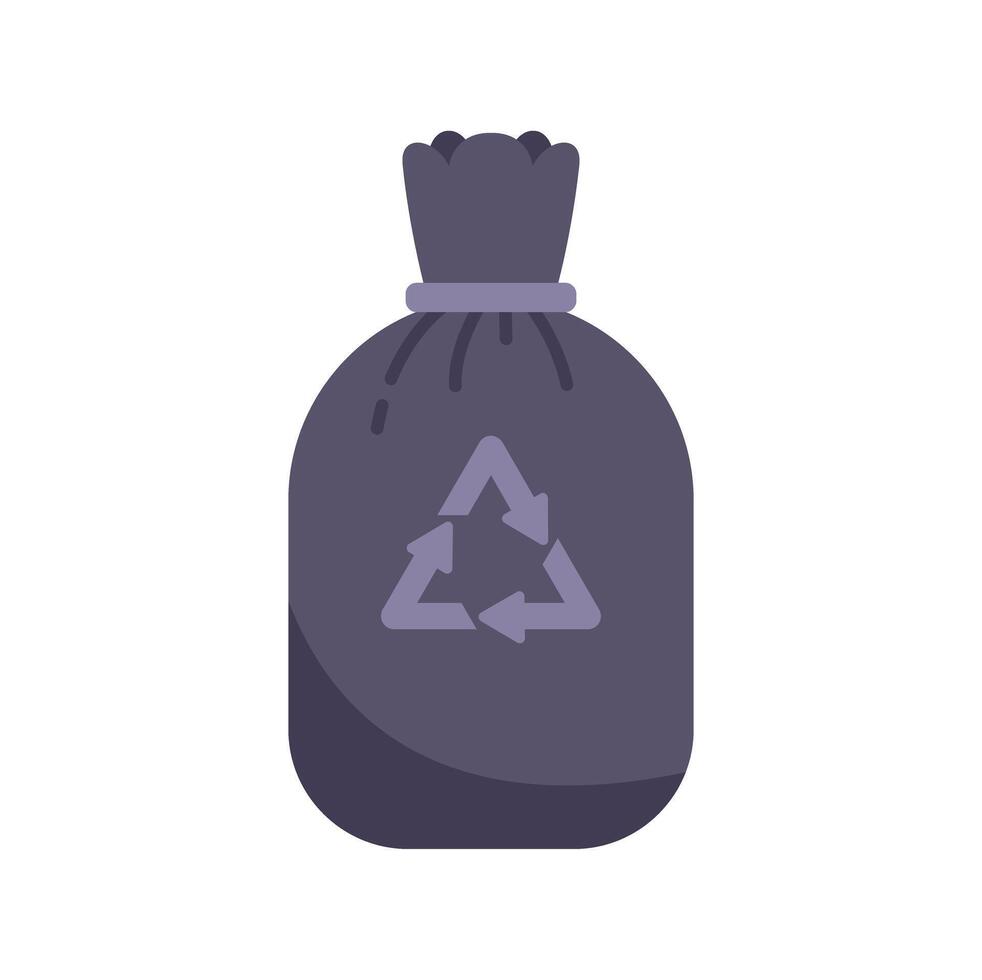 Trash bag showing recycling symbol for environmental awareness vector