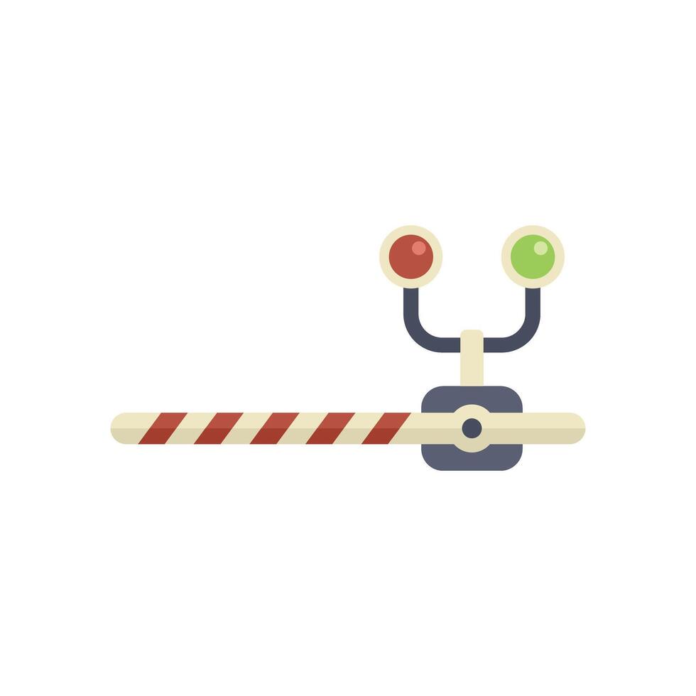 Railway crossing gate showing red and green signal lights vector