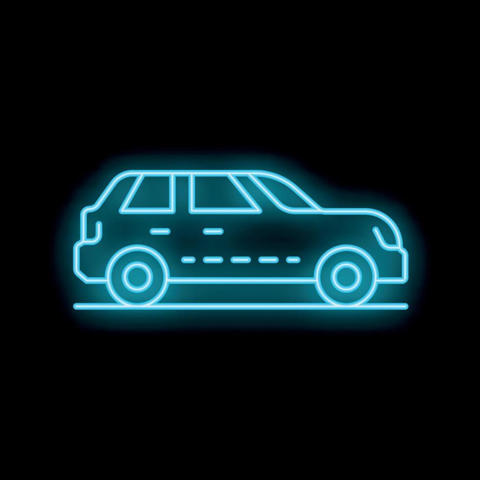 Neon suv car glowing on a dark background vector