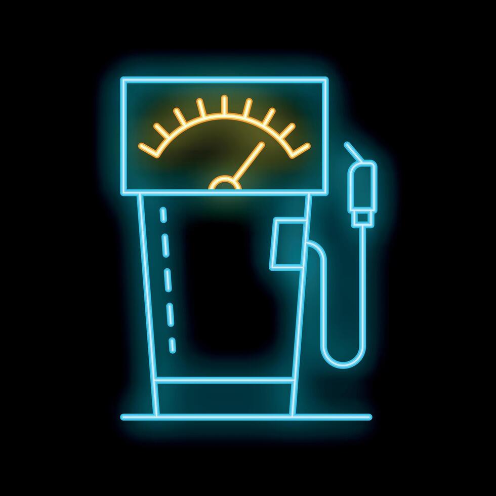 Glowing neon line gas pump icon isolated on a black background vector illustration
