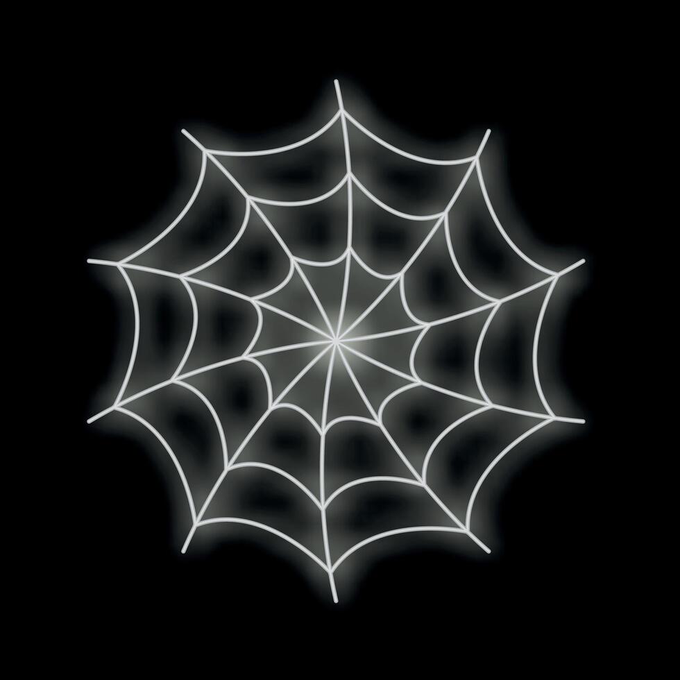 White glowing neon spider web glowing on black background vector