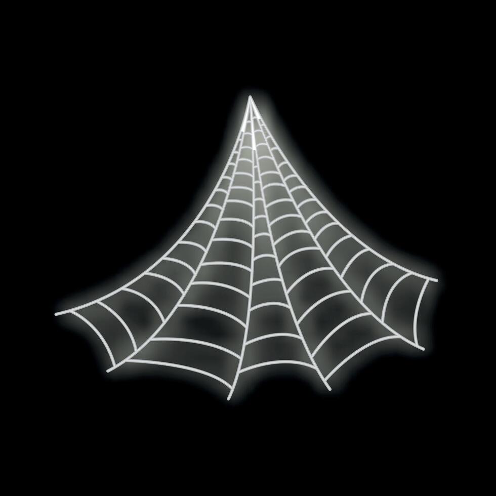 Neon spider web glowing on black background vector