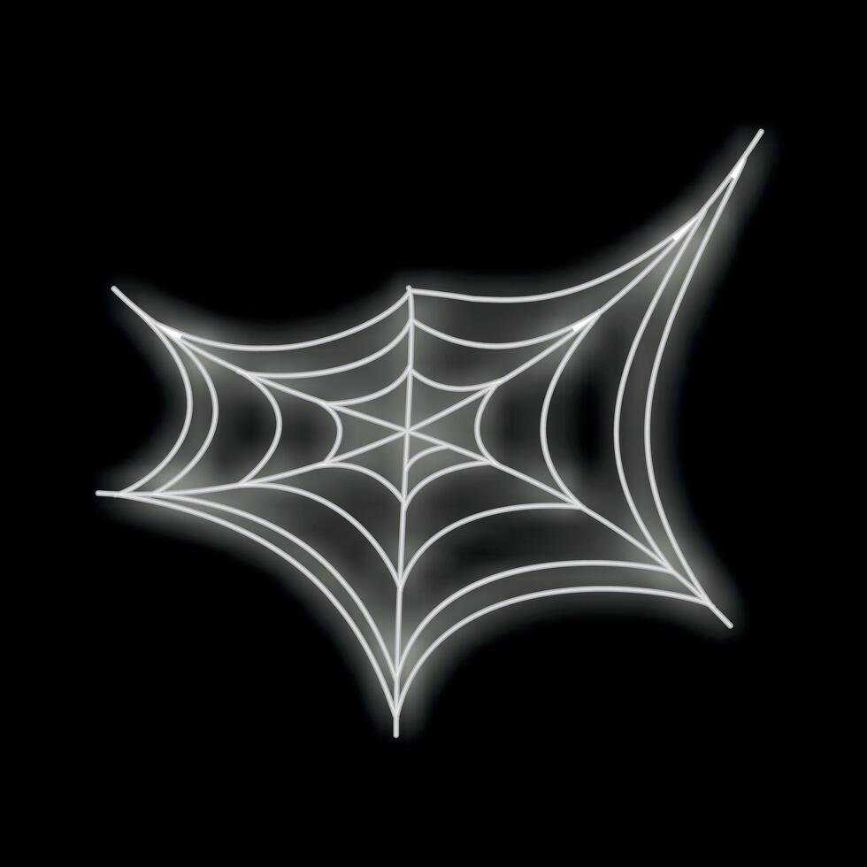 Neon spider web glowing on black background vector