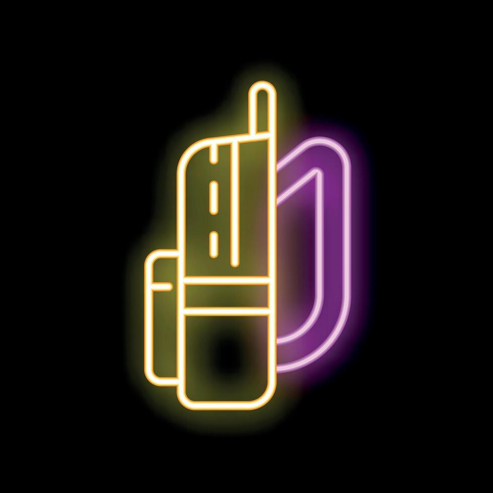 Neon walkie talkie icon glowing on dark background vector