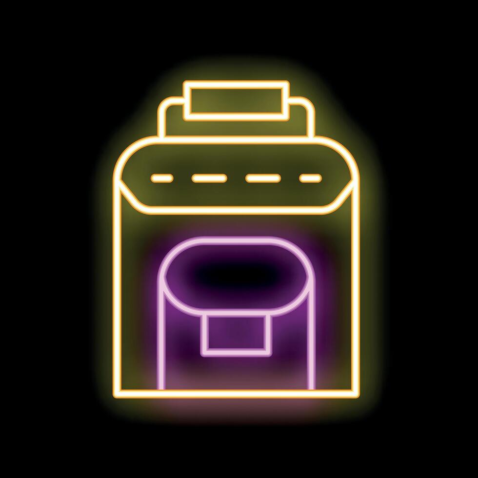 Glowing neon sign of a bread machine baking a loaf of bread vector