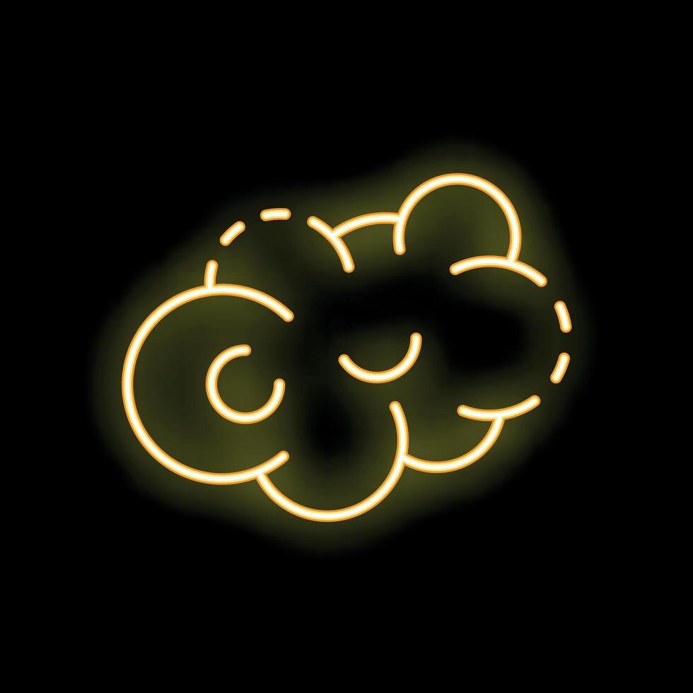 Yellow neon sign showing a sleeping cloud on black background vector