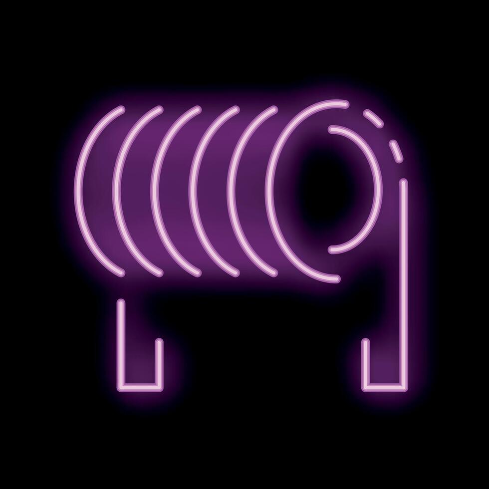 Neon style icon showing inductor coil symbol vector