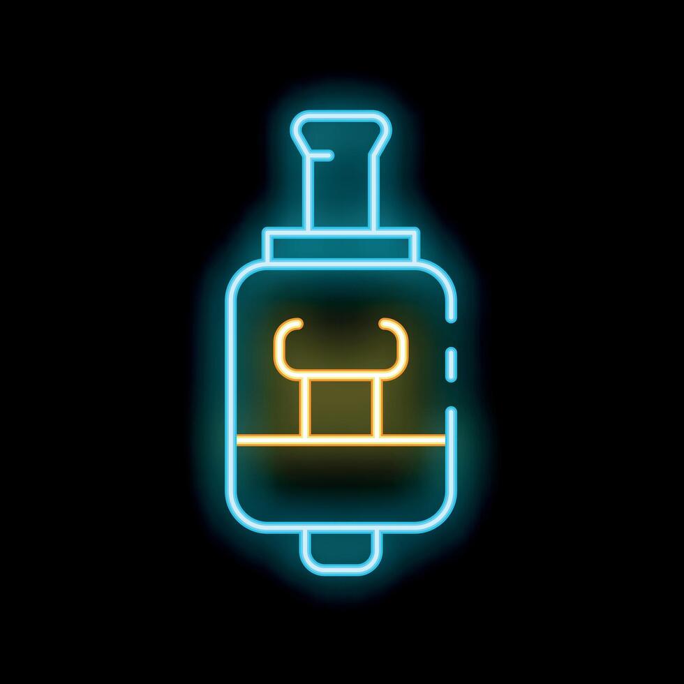 Neon sign showing electronic cigarette on black background vector