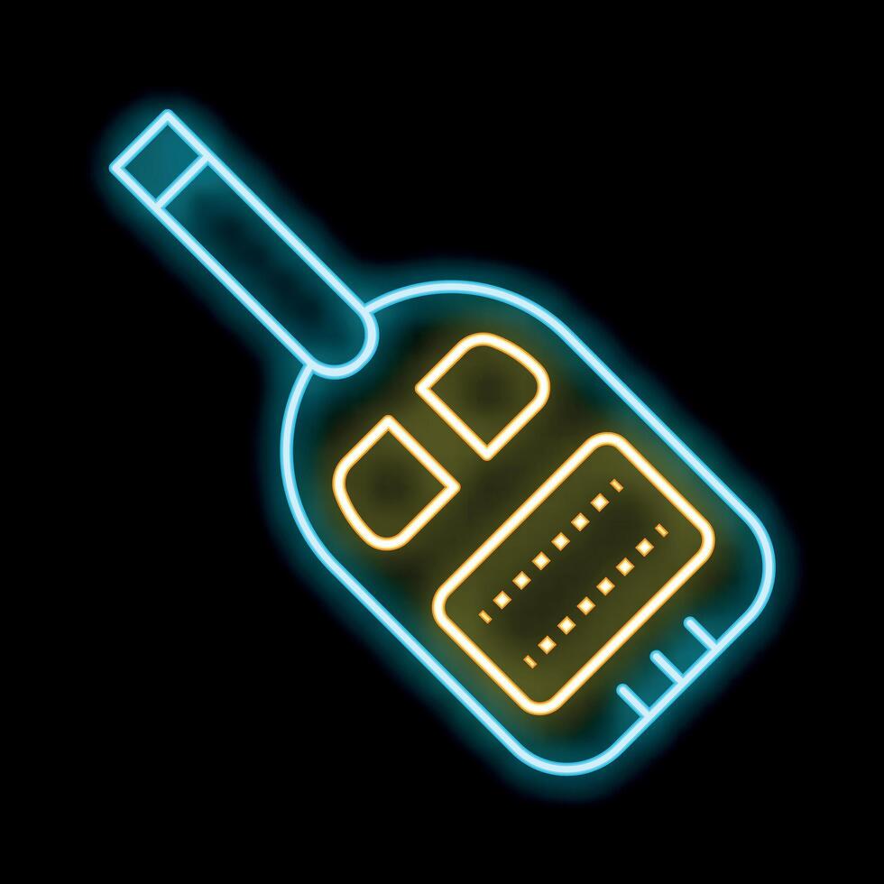 Glowing neon line walkie talkie icon isolated on black background. Vector illustration