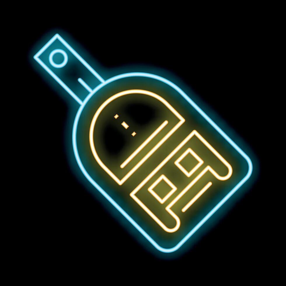 Neon icon of a blood glucose meter for diabetes control showing blood drop vector