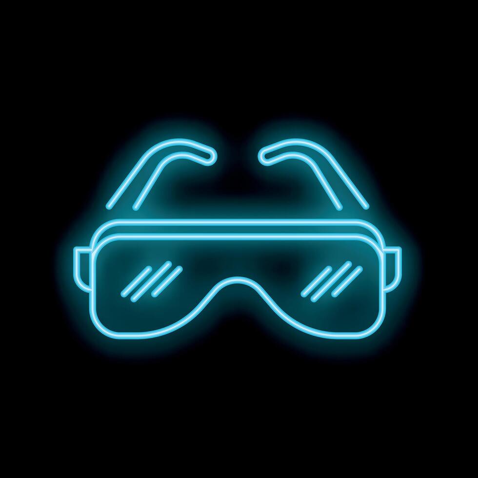 Glowing neon icon of safety glasses for protection on black background vector