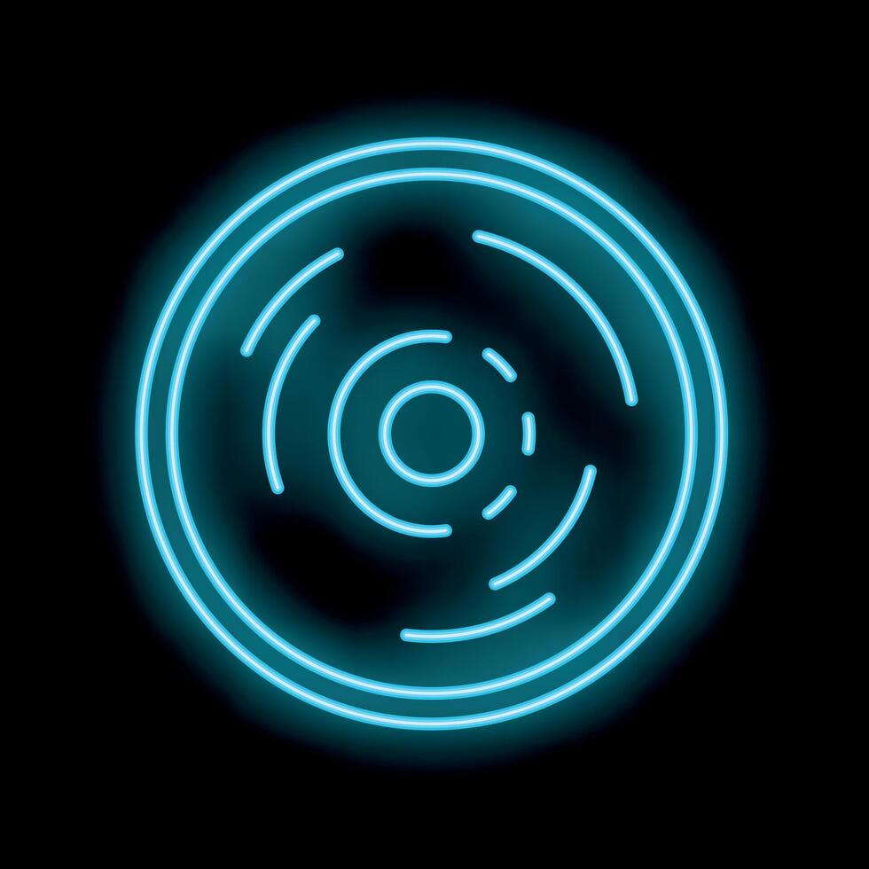 Neon light glowing circular shape on black background vector