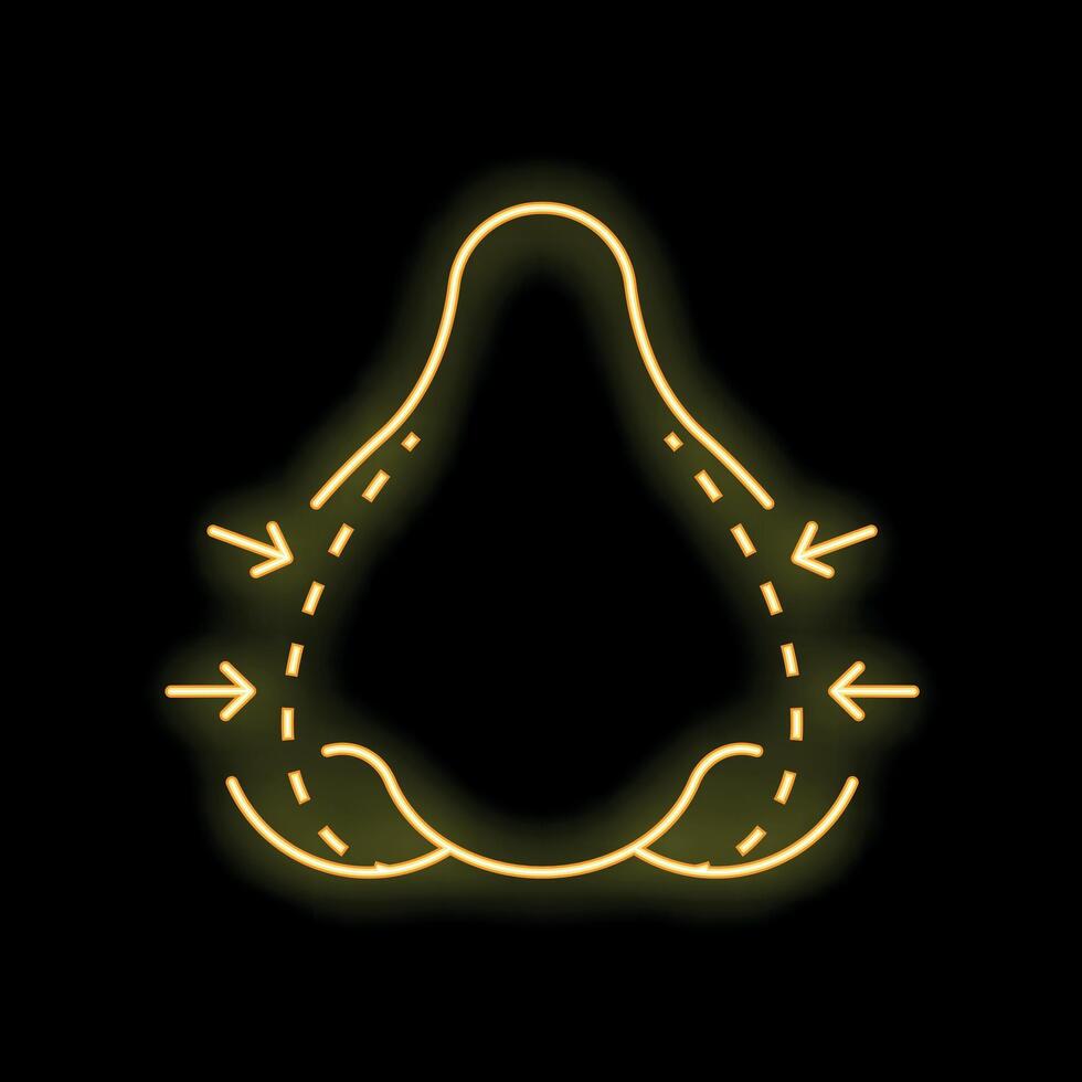 Neon yellow liposuction of body contouring procedure icon showing fat removal vector
