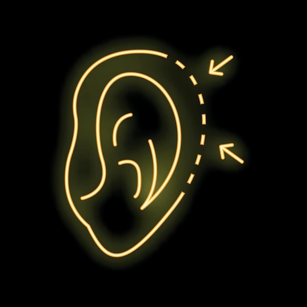 Neon icon of ear highlighting hearing loss or deafness vector