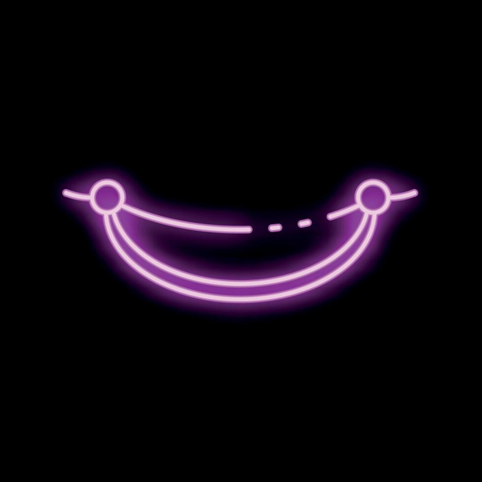 Neon pink hammock hanging on black background vector